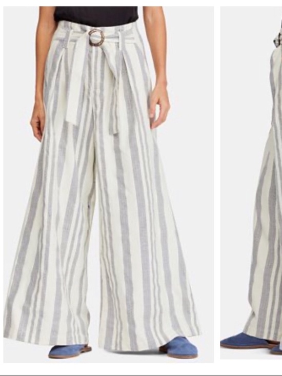 Free People Pants - Free People Wide-Leg Striped Pants 0280